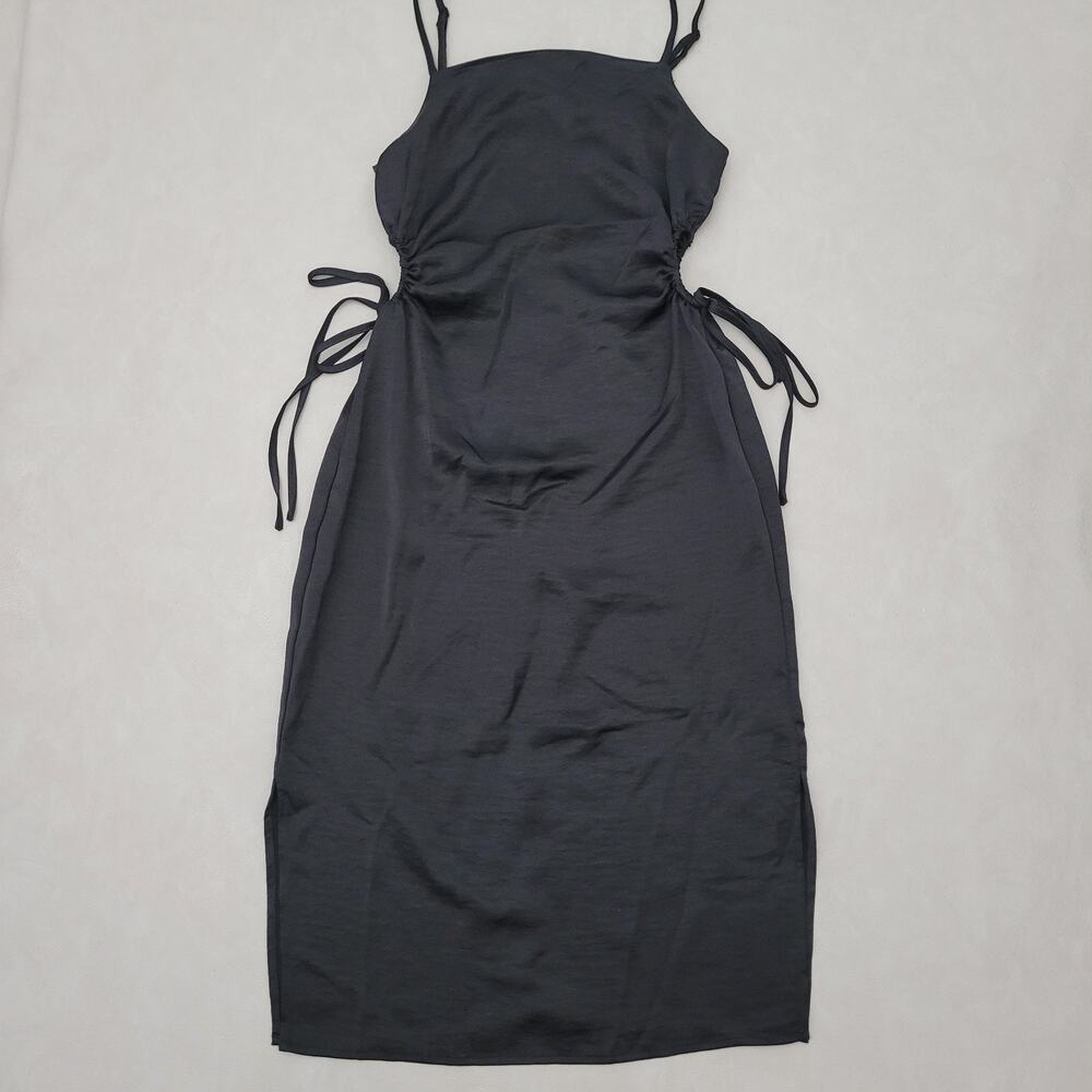 House Of Harlow 1960 Satin Slip Dress Size XSmall Black Side Cutout